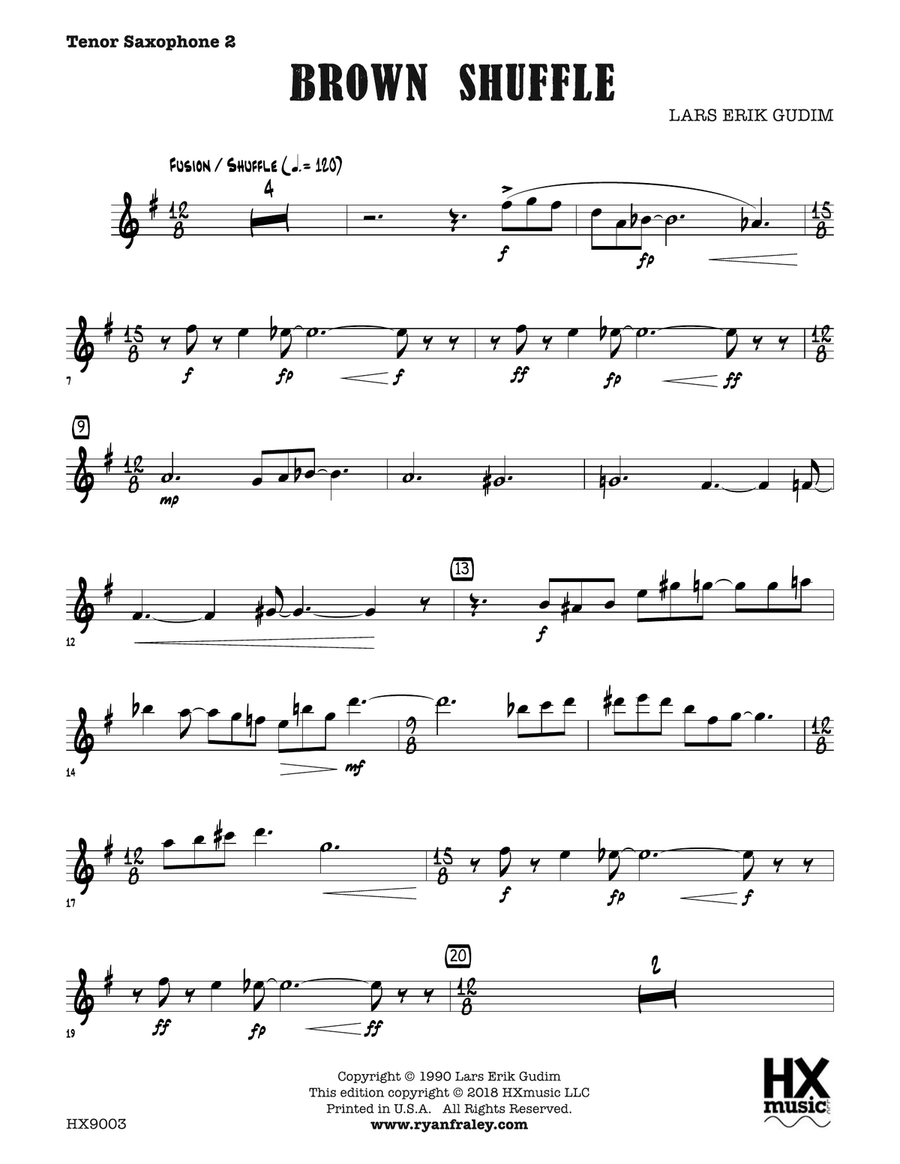 Brown Shuffle: B-flat Tenor Saxophone 2 Tenor Saxophone scores gallery preview page 1