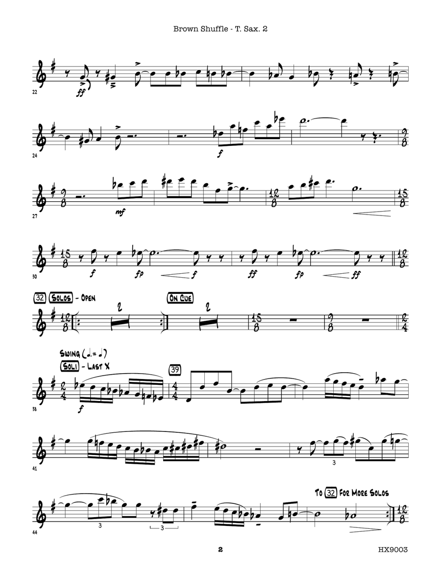 Brown Shuffle: B-flat Tenor Saxophone 2 Tenor Saxophone scores gallery preview page 2
