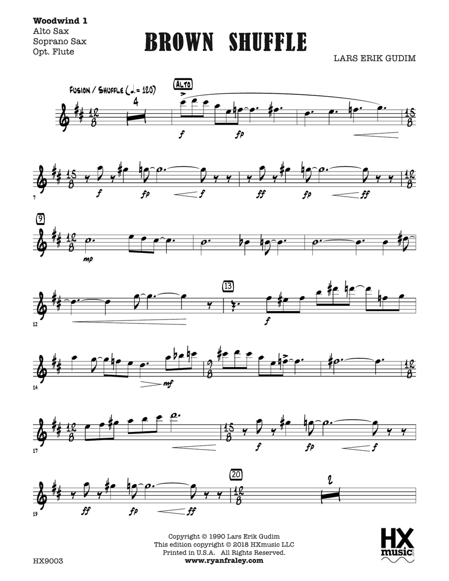 Brown Shuffle: Woodwinds 1 Part scores gallery preview page 1