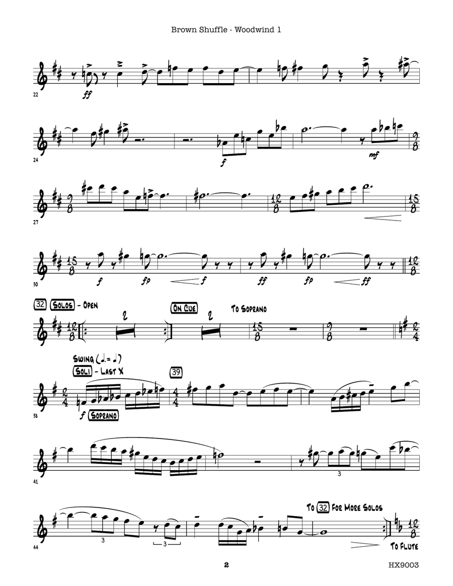 Brown Shuffle: Woodwinds 1 Part scores gallery preview page 2