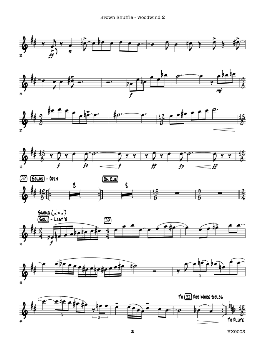 Brown Shuffle: Woodwinds 2 Part scores gallery preview page 2