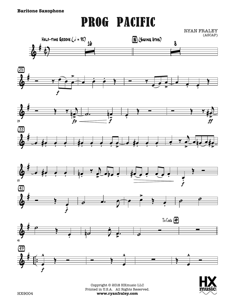 Prog Pacific: E-flat Baritone Saxophone Baritone Saxophone scores gallery preview page 1