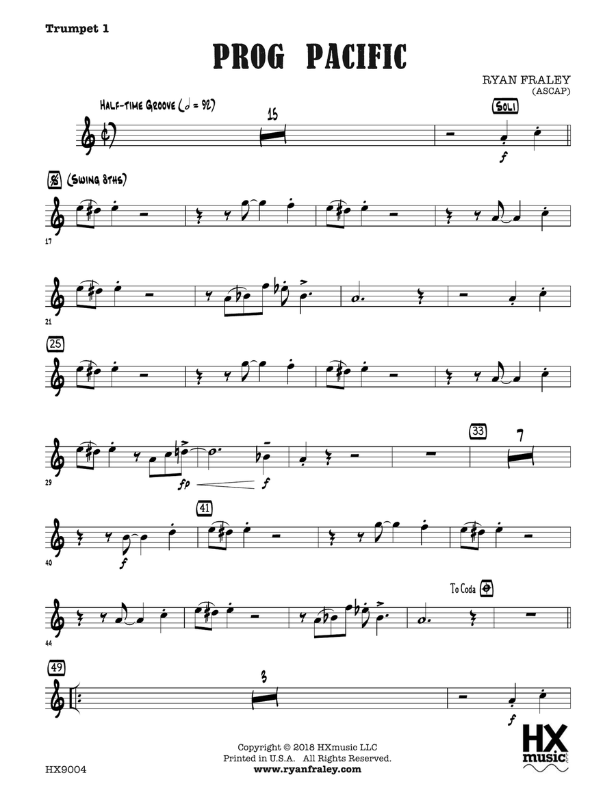 Prog Pacific: B-flat Trumpet 1 B-Flat Trumpet scores gallery preview page 1