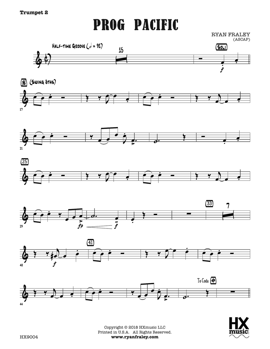 Prog Pacific: B-flat Trumpet 2 B-Flat Trumpet scores gallery preview page 1