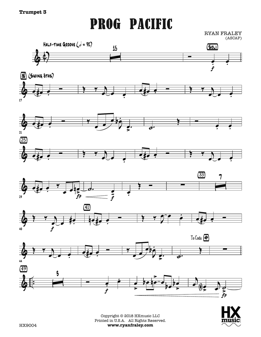 Prog Pacific: B-flat Trumpet 3 B-Flat Trumpet scores gallery preview page 1