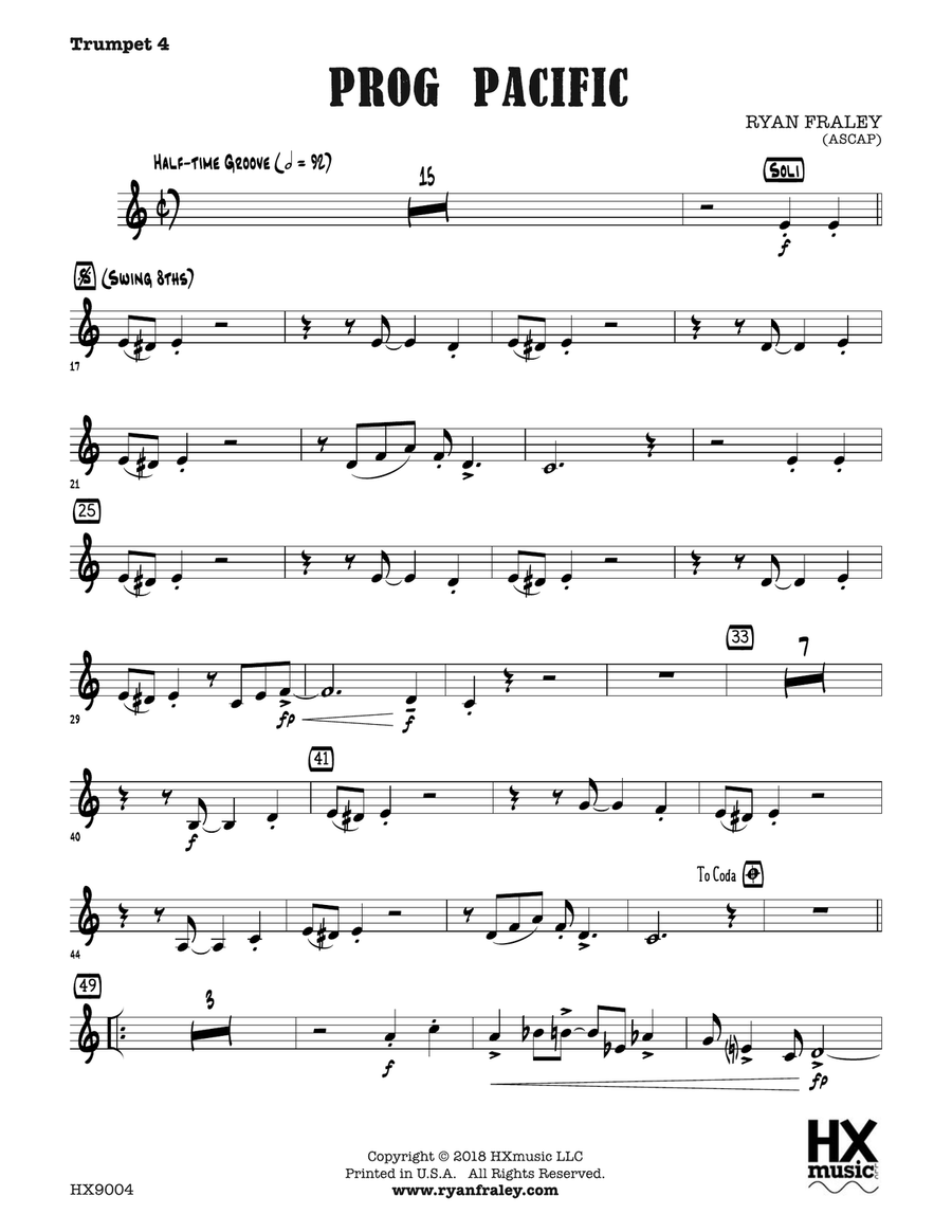 Prog Pacific: B-flat Trumpet 4 B-Flat Trumpet scores gallery preview page 1