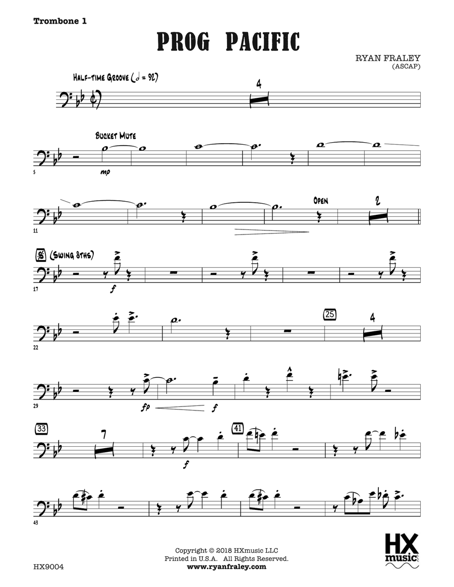 Prog Pacific: Trombone 1 Prog Pacific: Trombone 1 Trombone scores gallery preview page 1