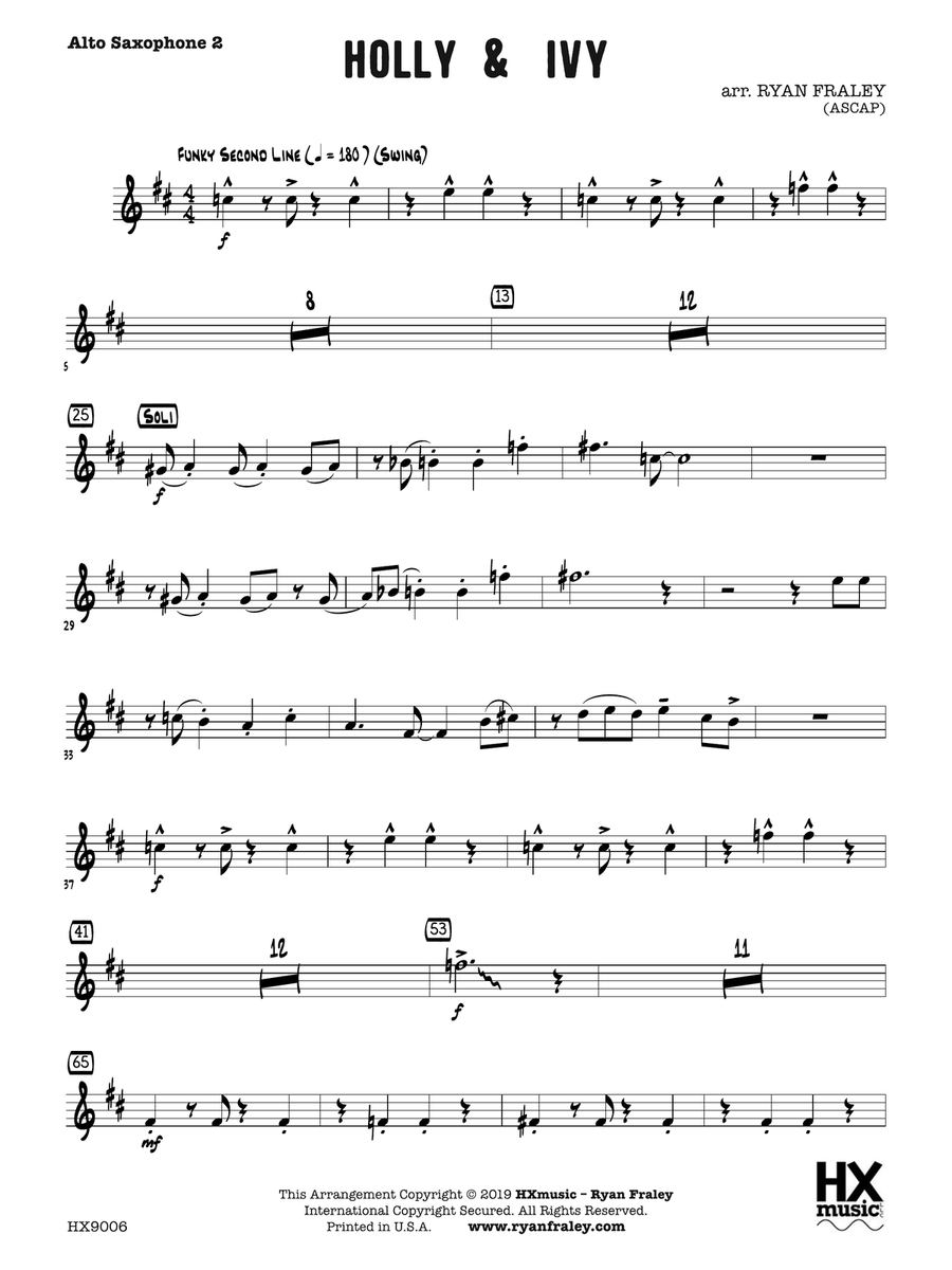 Holly & Ivy: E-flat Alto Saxophone 2 Alto Saxophone scores gallery preview page 1