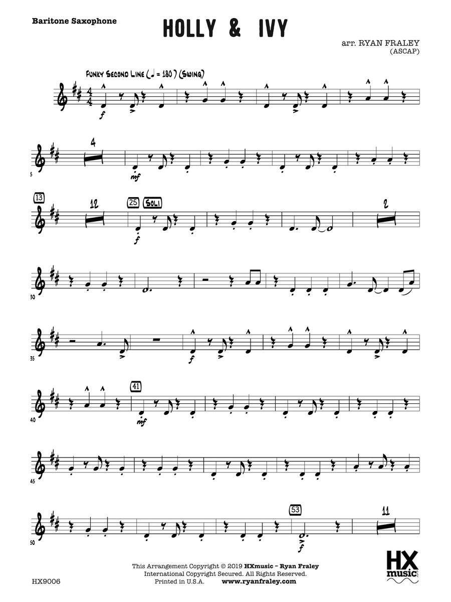 Holly & Ivy: E-flat Baritone Saxophone Baritone Saxophone scores gallery preview page 1