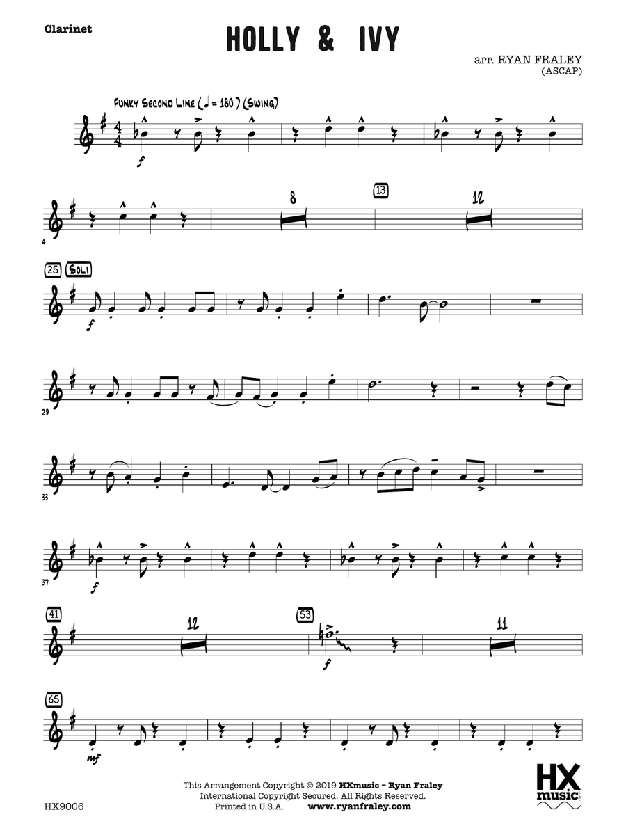 Holly & Ivy: B-flat Clarinet B-Flat Clarinet scores gallery preview page 1