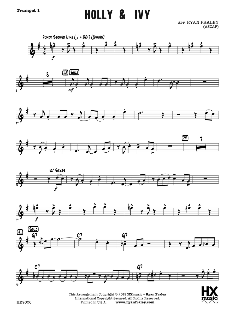 Holly & Ivy: B-flat Trumpet 1 B-Flat Trumpet scores gallery preview page 1