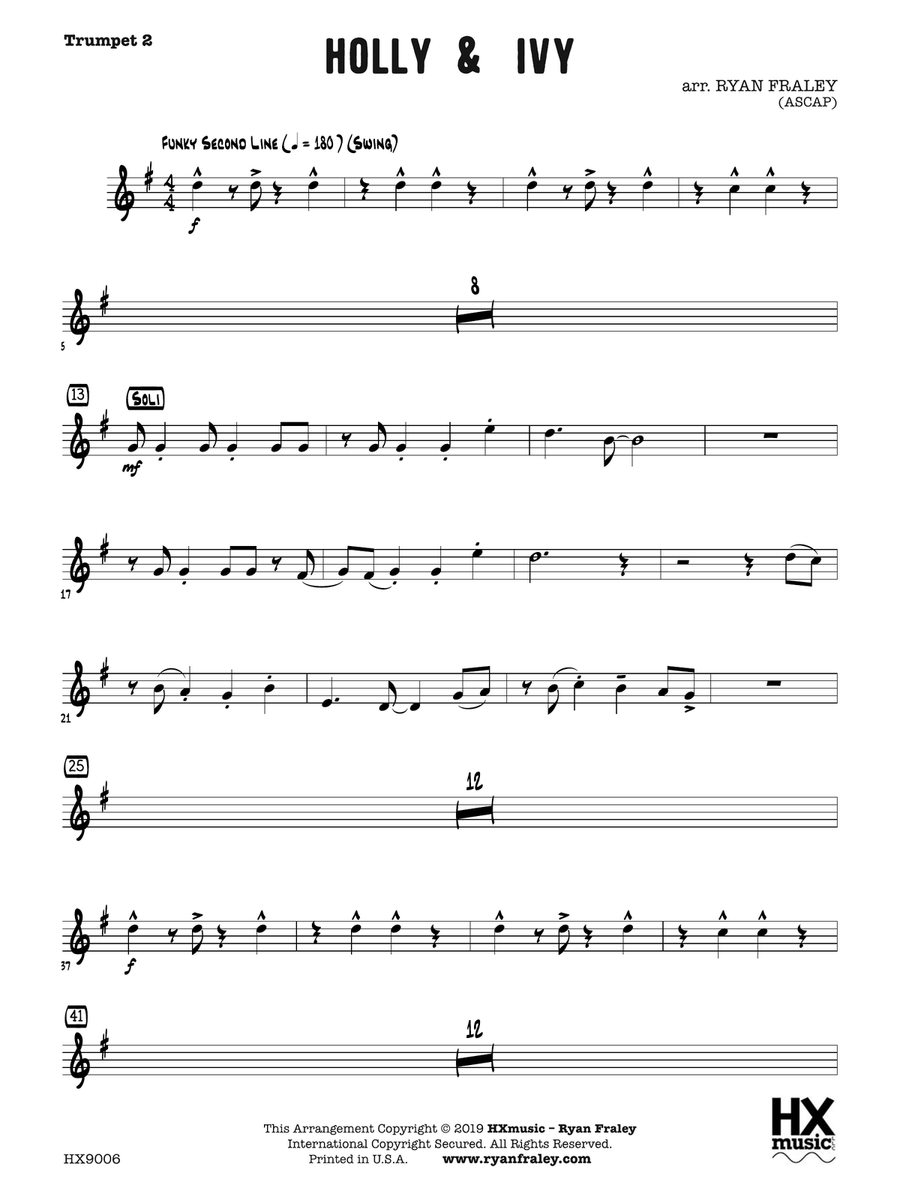 Holly & Ivy: B-flat Trumpet 2 B-Flat Trumpet scores gallery preview page 1