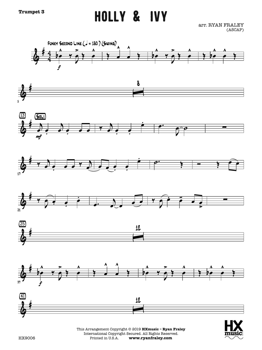 Holly & Ivy: B-flat Trumpet 3 B-Flat Trumpet scores gallery preview page 1
