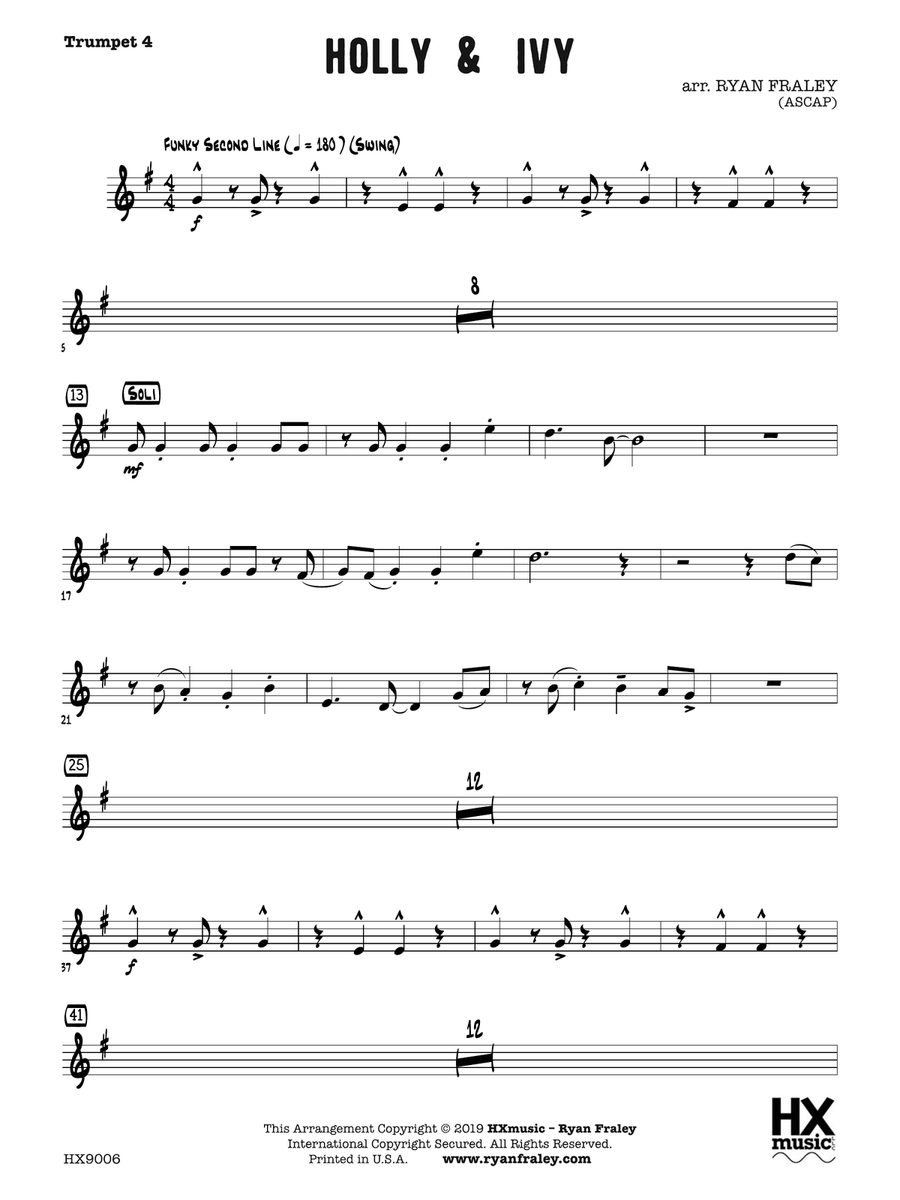 Holly & Ivy: B-flat Trumpet 4 B-Flat Trumpet scores gallery preview page 1