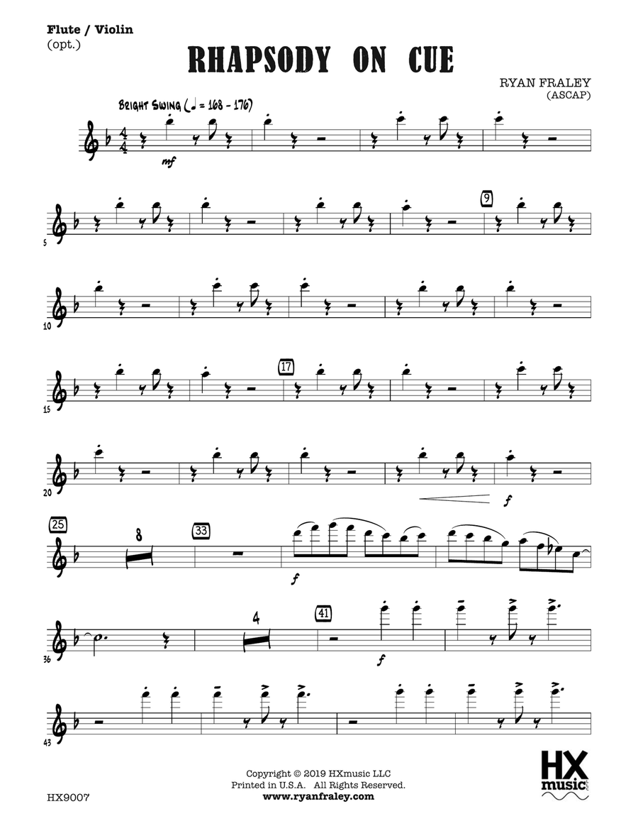 Rhapsody on Cue: Optional Flute / Violin Flute scores gallery preview page 1