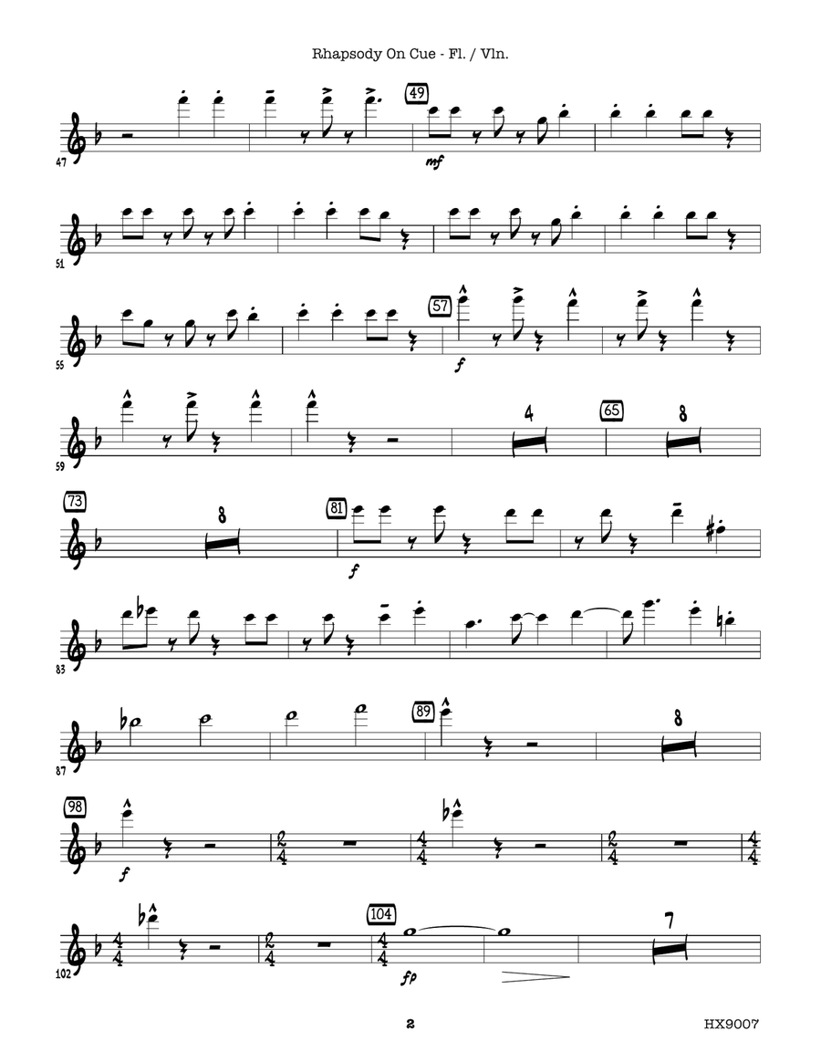 Rhapsody on Cue: Optional Flute / Violin Flute scores gallery preview page 2