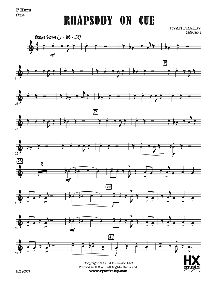 Rhapsody on Cue: Optional F Horn Horn scores gallery preview page 1