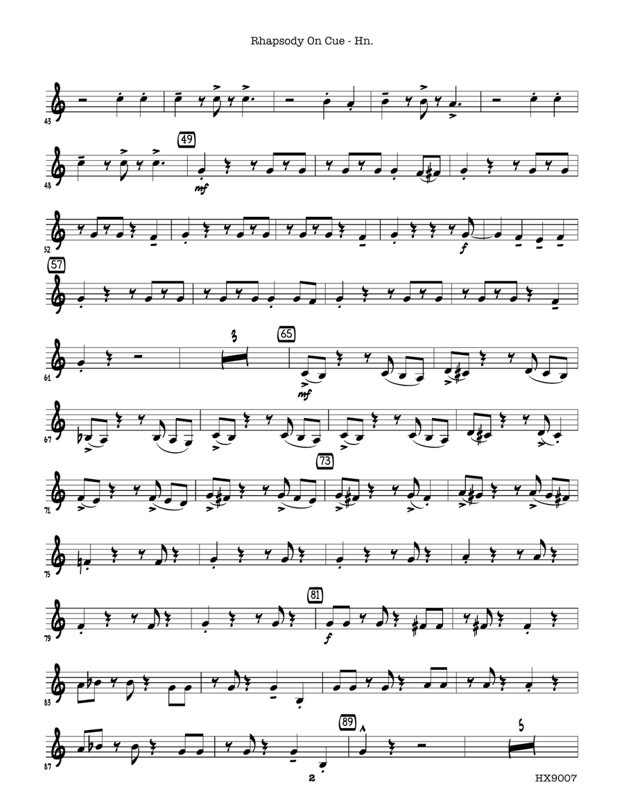 Rhapsody on Cue: Optional F Horn Horn scores gallery preview page 2