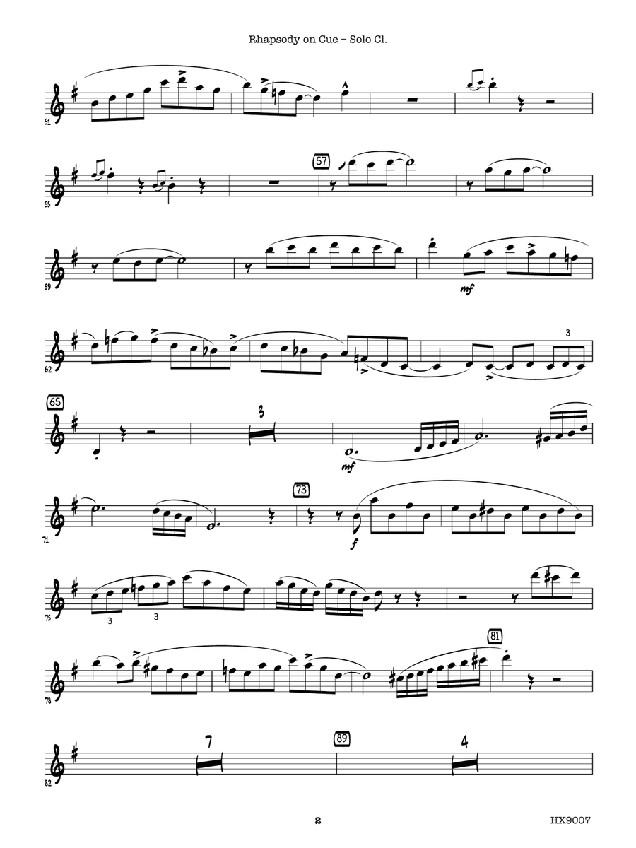Rhapsody on Cue: Solo B-flat Clarinet B-Flat Clarinet scores gallery preview page 2