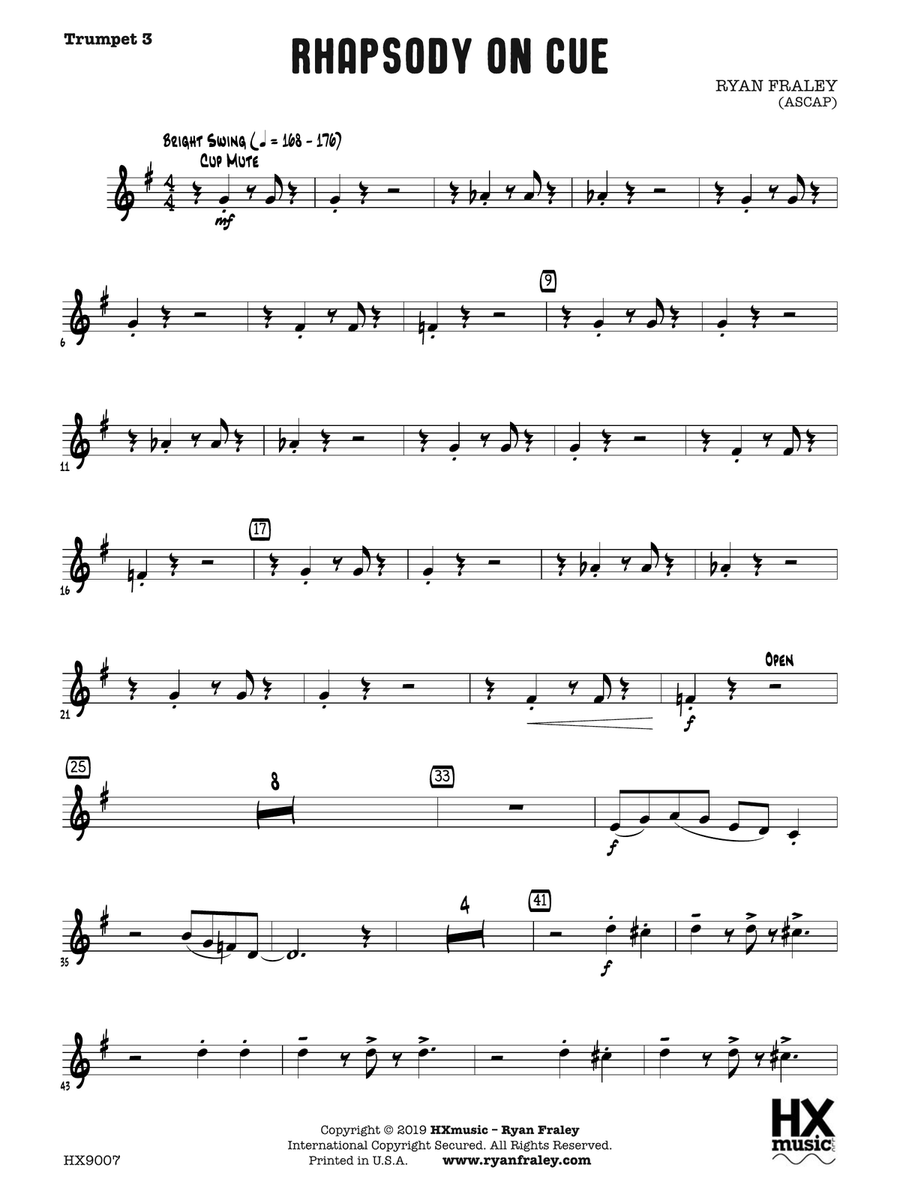 Rhapsody on Cue: B-flat Trumpet 3 B-Flat Trumpet scores gallery preview page 1