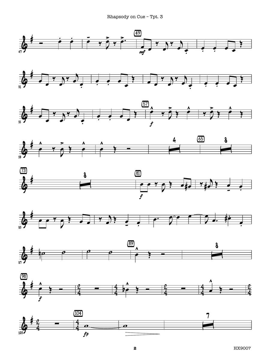 Rhapsody on Cue: B-flat Trumpet 3 B-Flat Trumpet scores gallery preview page 2