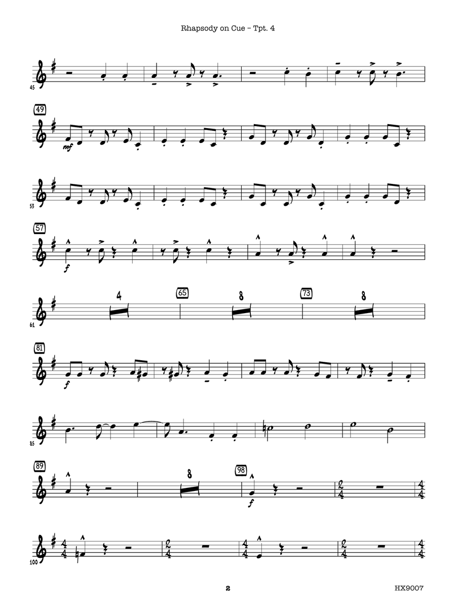 Rhapsody on Cue: B-flat Trumpet 4 B-Flat Trumpet scores gallery preview page 2