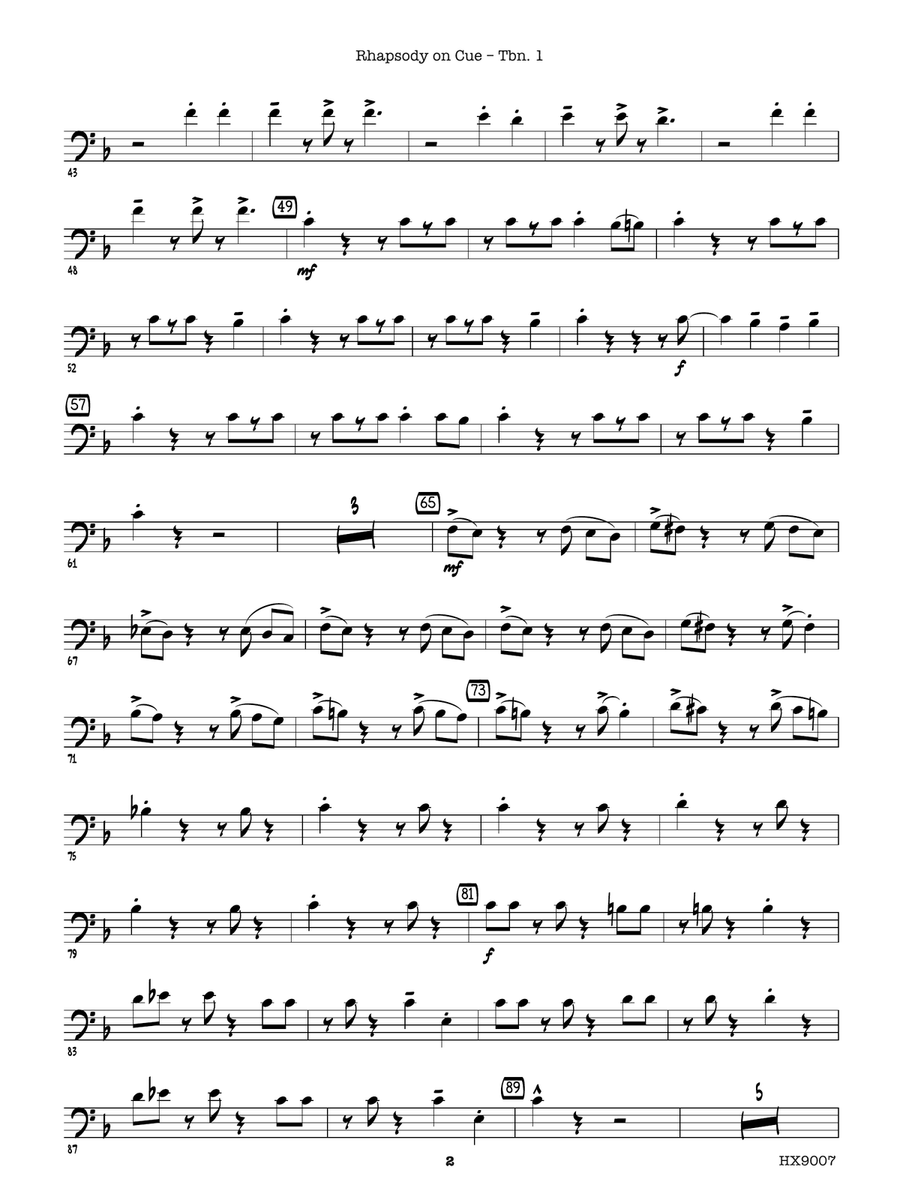 Rhapsody on Cue: Trombone 1 Trombone scores gallery preview page 2