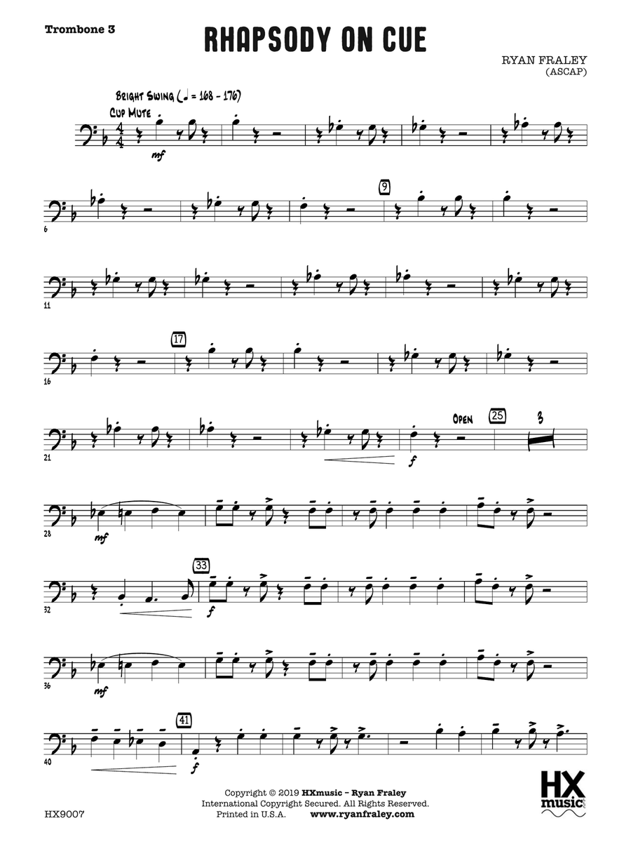 Rhapsody on Cue: Trombone 3 Trombone scores gallery preview page 1