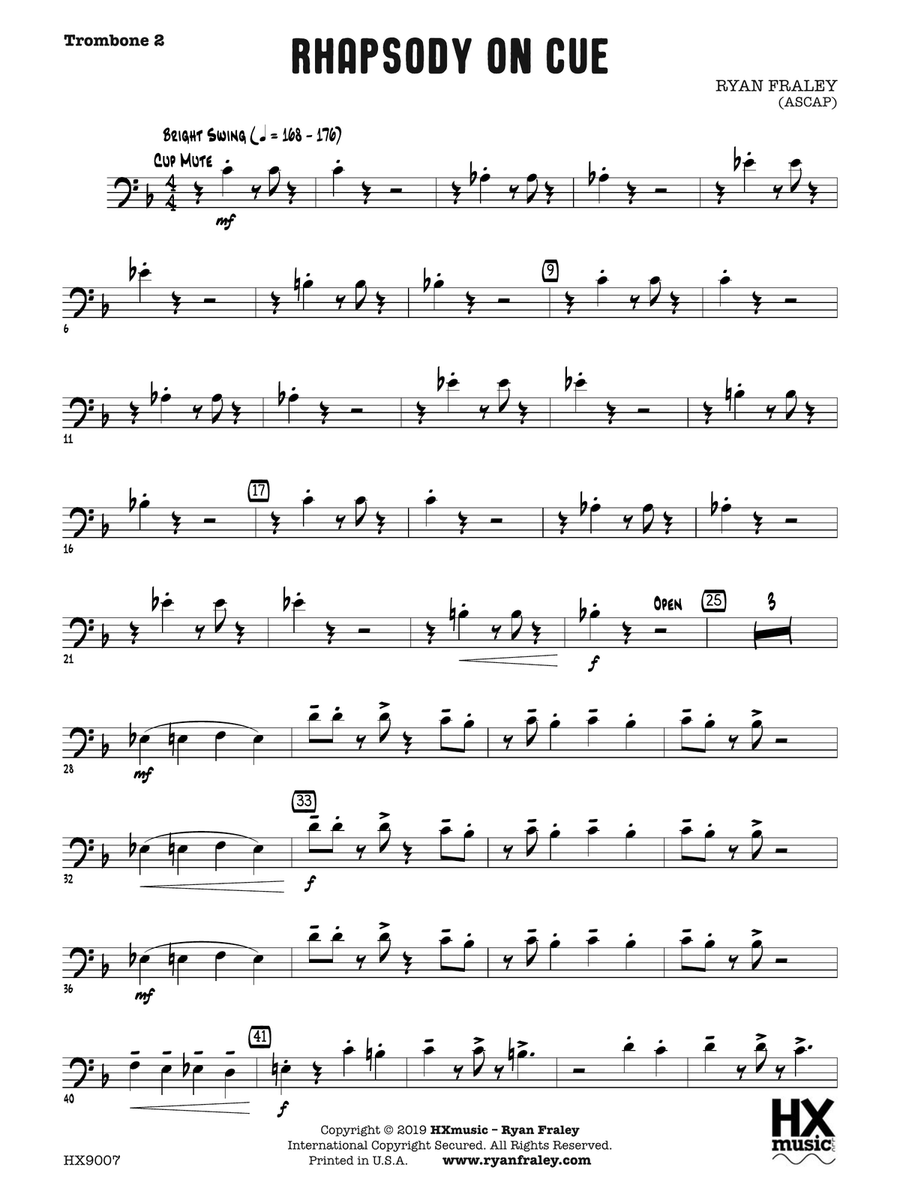 Rhapsody on Cue: Trombone 2 Trombone scores gallery preview page 1