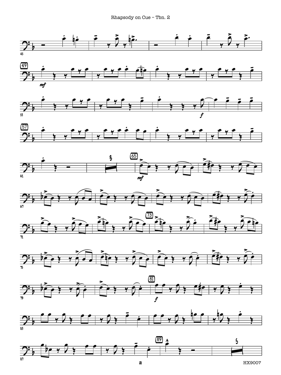Rhapsody on Cue: Trombone 2 Trombone scores gallery preview page 2