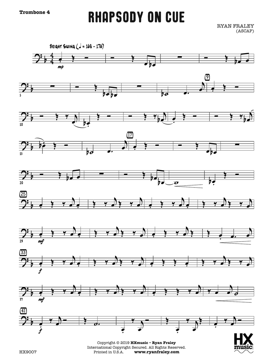 Rhapsody on Cue: Trombone 4 Trombone scores gallery preview page 1