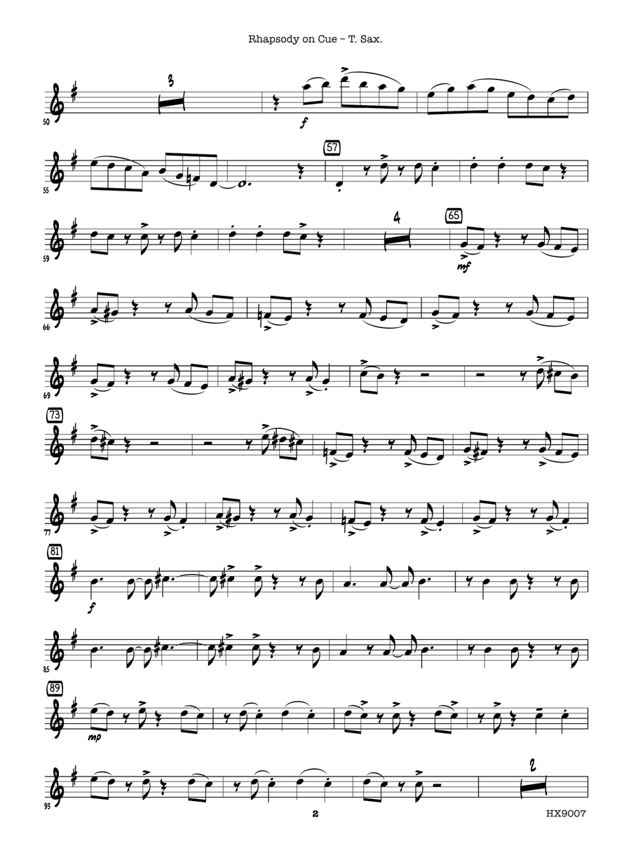 Rhapsody on Cue: B-flat Tenor Saxophone Tenor Saxophone scores gallery preview page 2