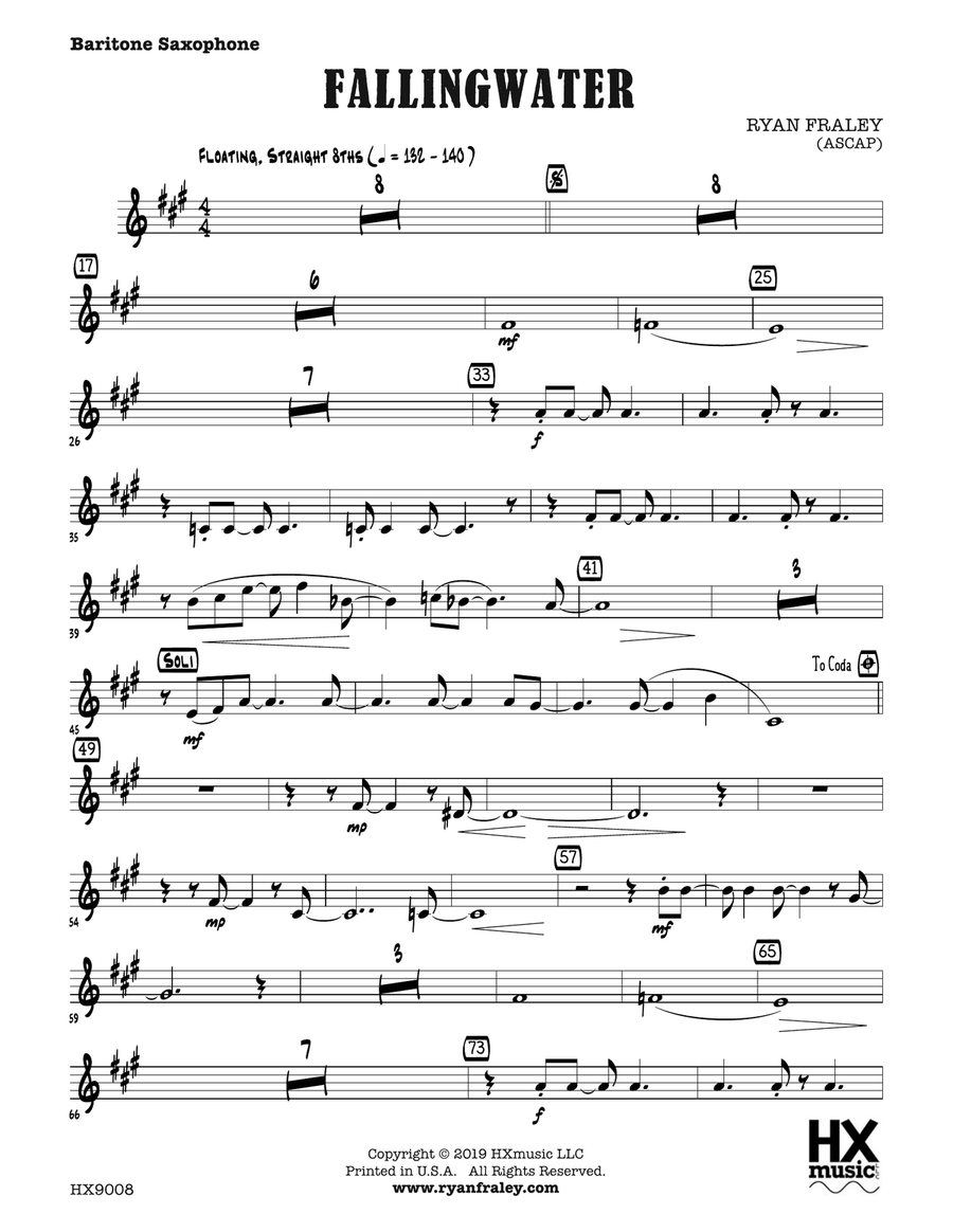 Fallingwater: E-flat Baritone Saxophone Baritone Saxophone scores gallery preview page 1