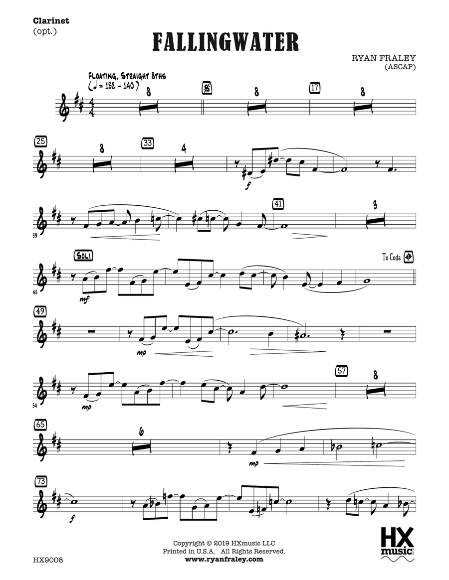 Fallingwater: Optional B-flat Clarinet B-Flat Clarinet scores gallery preview page 1