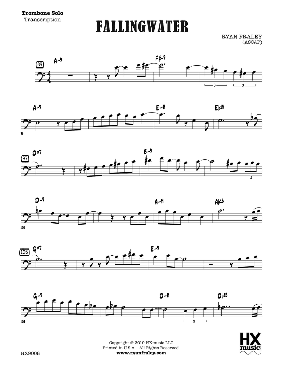 Fallingwater: Optional Trombone Solo Transcription Trombone Solo scores gallery preview page 1