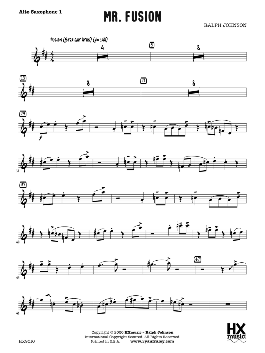 Mr. Fusion: E-flat Alto Saxophone 1 Alto Saxophone scores gallery preview page 1