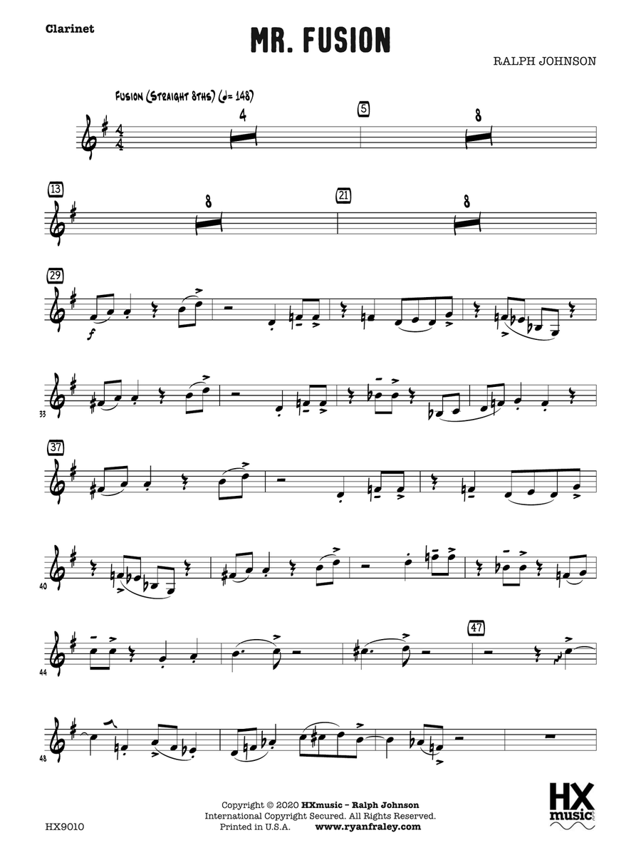 Mr. Fusion: B-flat Clarinet B-Flat Clarinet scores gallery preview page 1