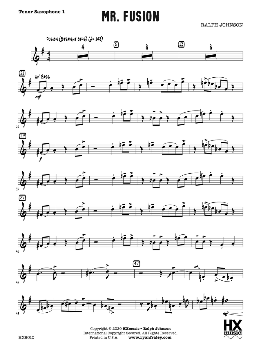 Mr. Fusion: B-flat Tenor Saxophone 1 Tenor Saxophone scores gallery preview page 1