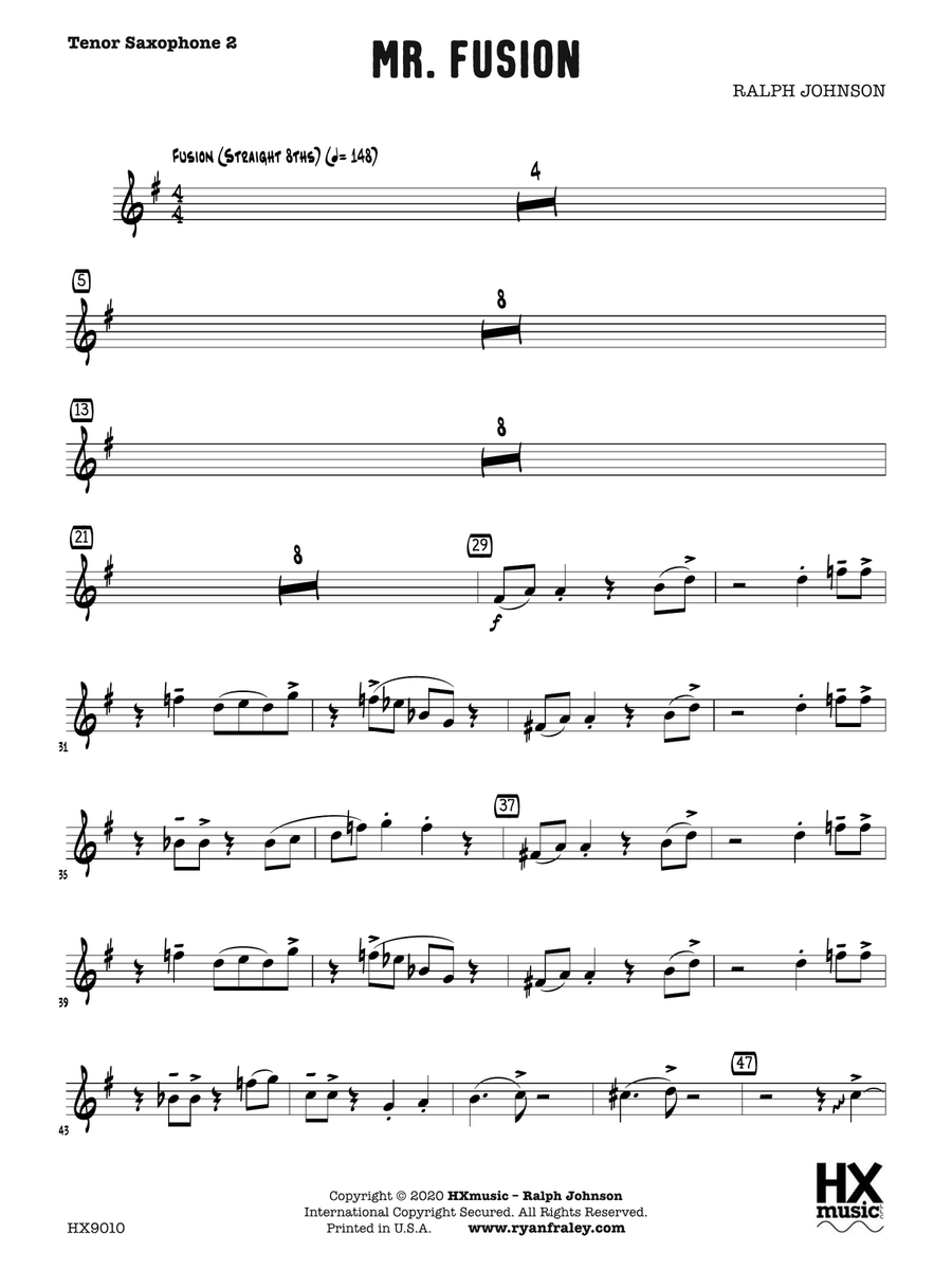 Mr. Fusion: B-flat Tenor Saxophone 2 Tenor Saxophone scores gallery preview page 1