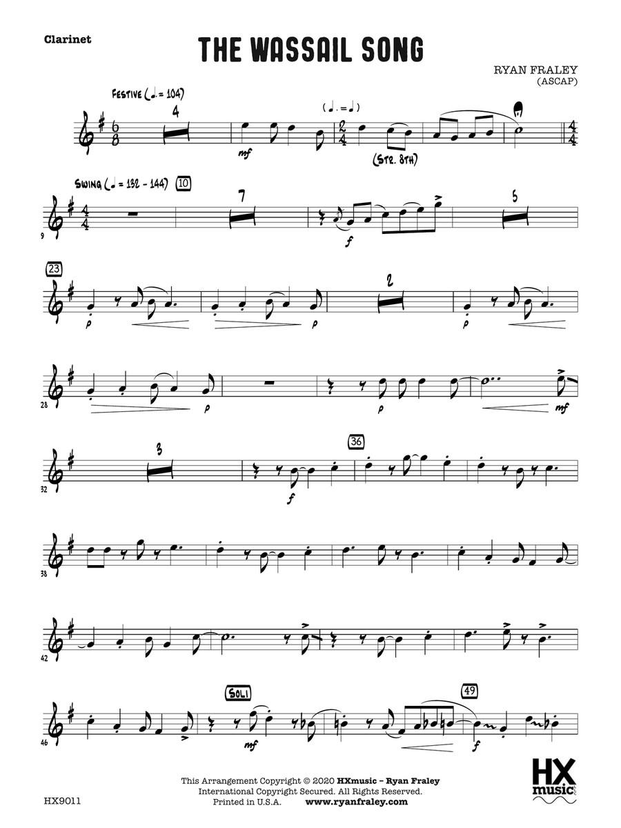 The Wassail Song: B-flat Clarinet B-Flat Clarinet scores gallery preview page 1
