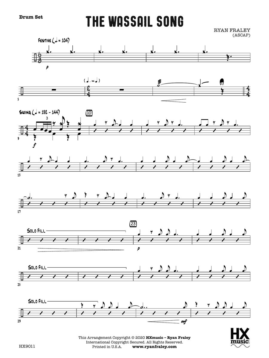 The Wassail Song: Drum Set Drum Set scores gallery preview page 1