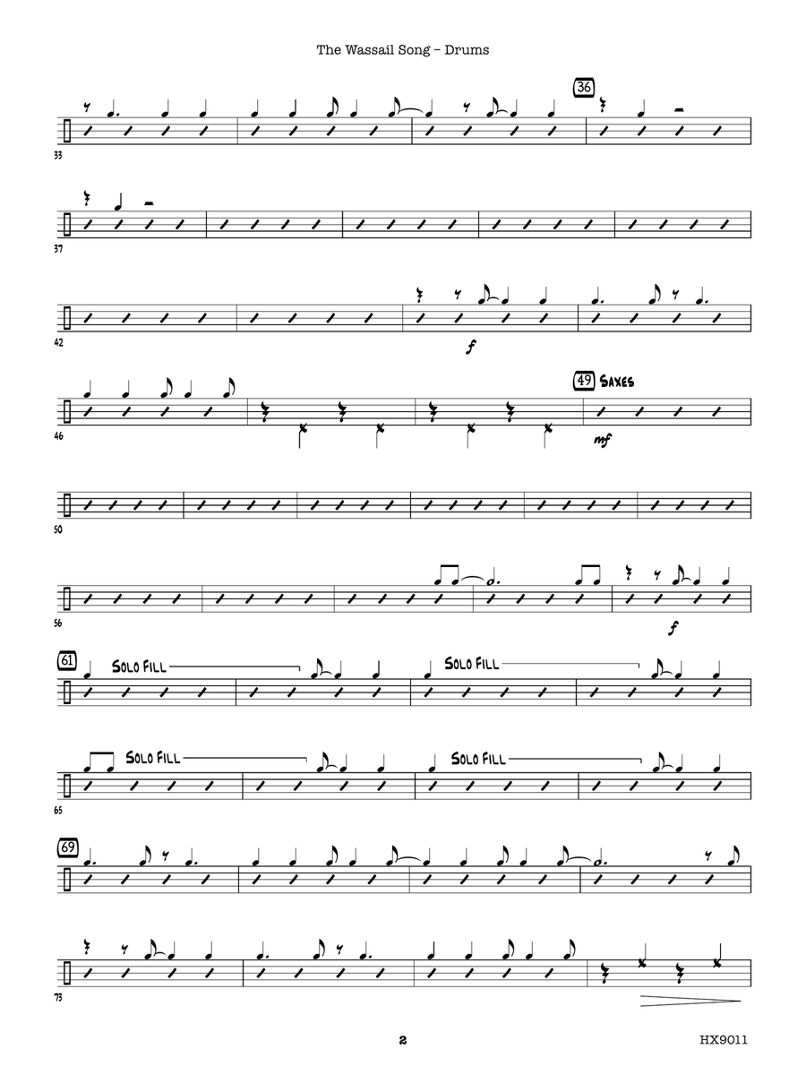 The Wassail Song: Drum Set Drum Set scores gallery preview page 2