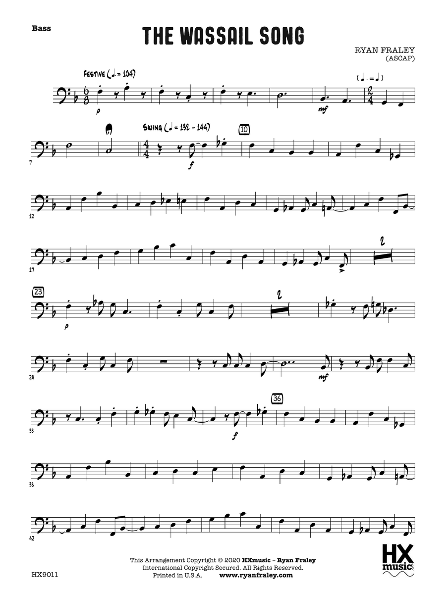 The Wassail Song: Bass The Wassail Song: Bass Part scores gallery preview page 1