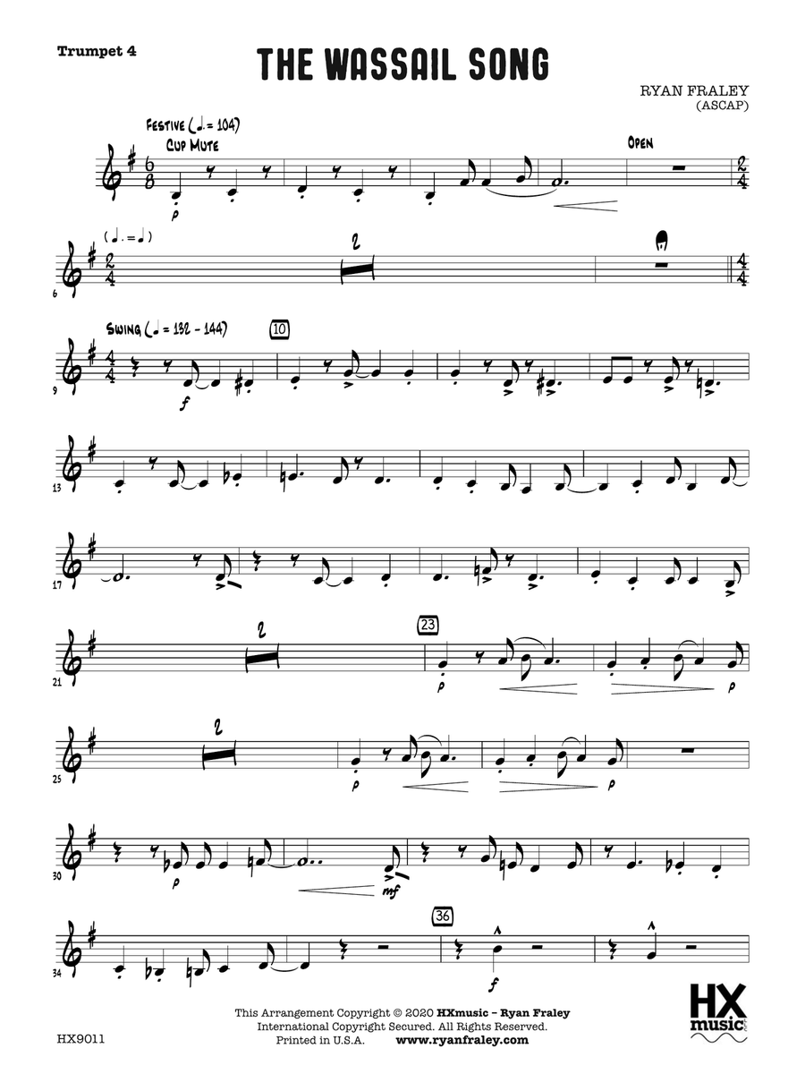 The Wassail Song: B-flat Trumpet 4 B-Flat Trumpet scores gallery preview page 1