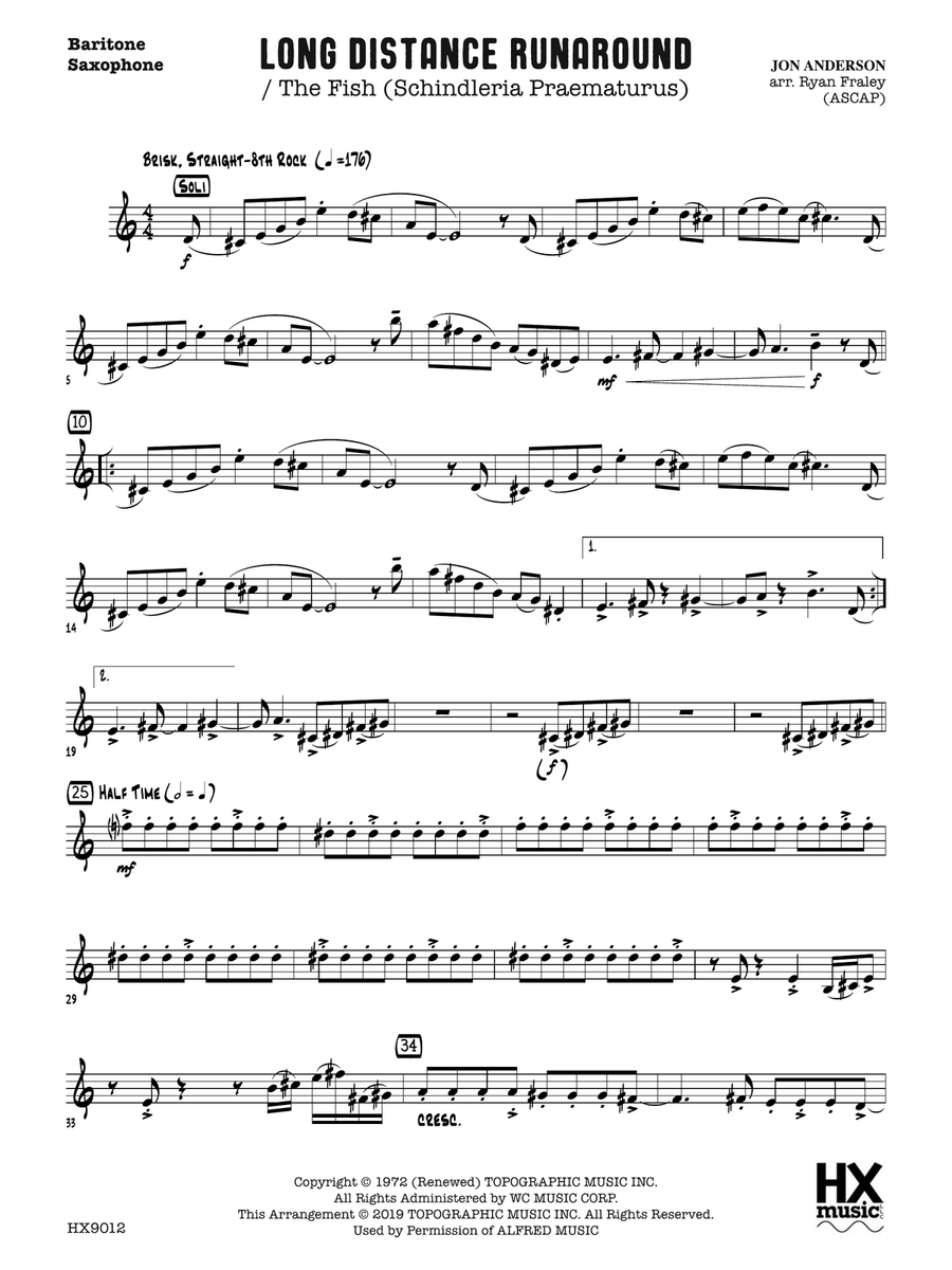Long Distance Runaround: E-flat Baritone Saxophone Baritone Saxophone scores gallery preview page 1