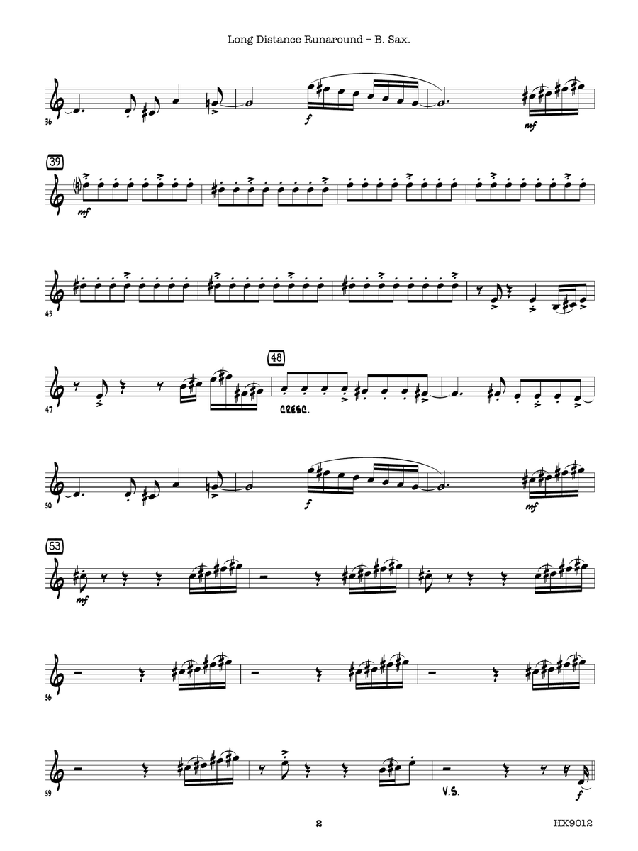 Long Distance Runaround: E-flat Baritone Saxophone Baritone Saxophone scores gallery preview page 2