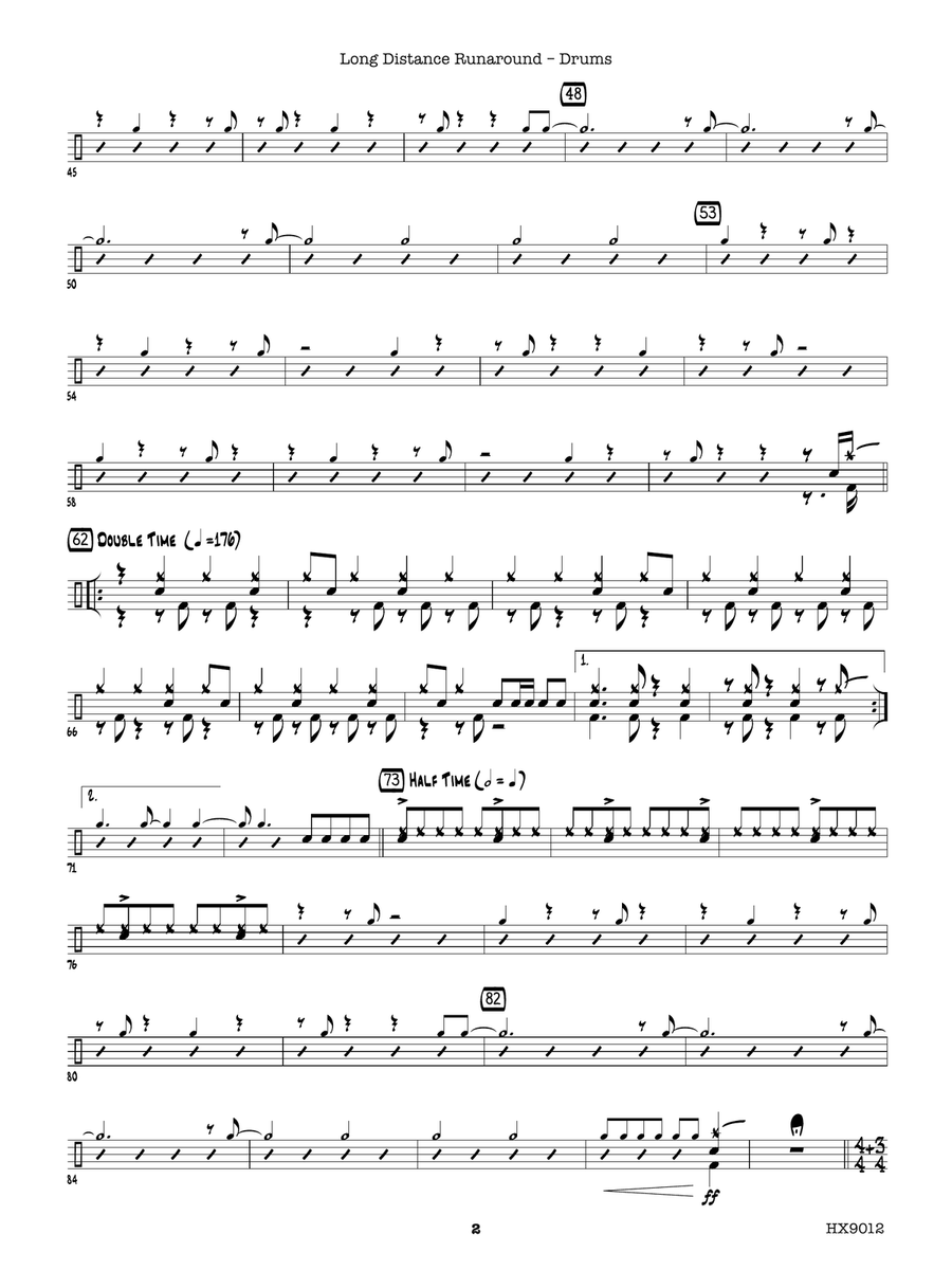 Long Distance Runaround: Drum Set Drum Set scores gallery preview page 2