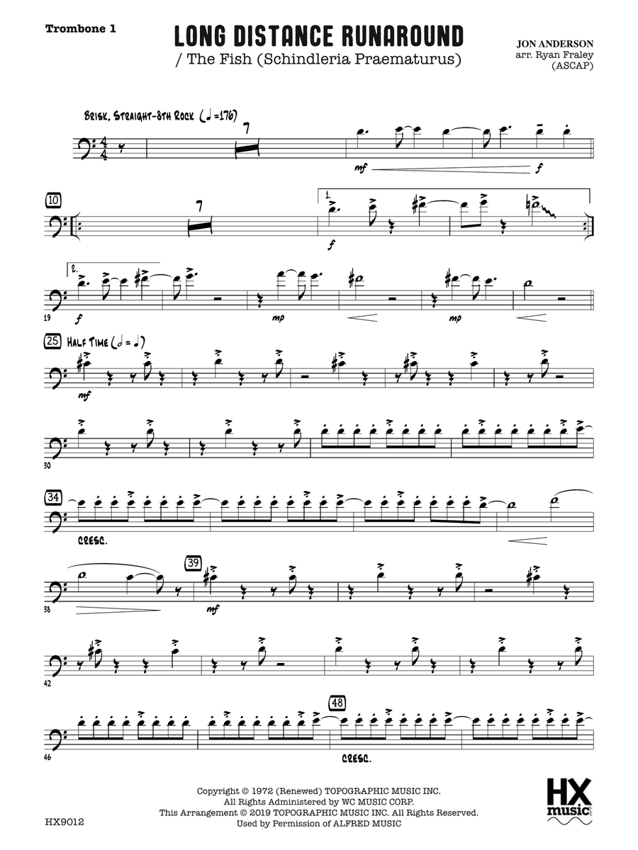 Long Distance Runaround: Trombone 1 Trombone scores gallery preview page 1