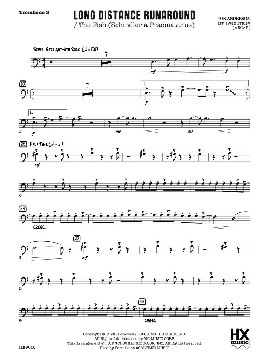 Long Distance Runaround: Trombone 3 Trombone scores gallery preview page 1