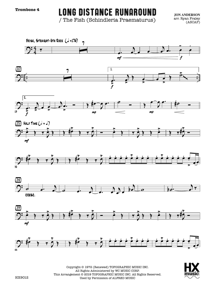 Long Distance Runaround: Trombone 4 Trombone scores gallery preview page 1